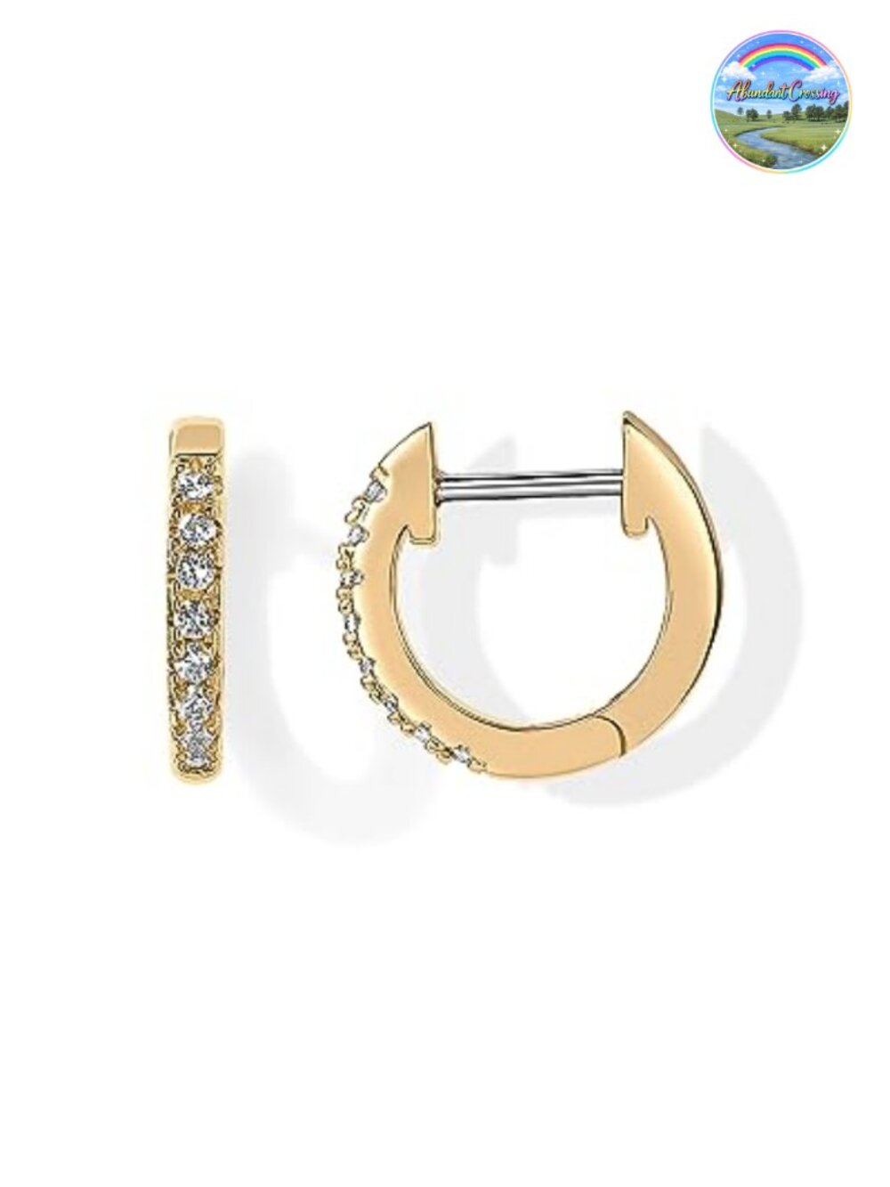 Gold Plated Huggie Hoop Earrings Cubic Zirconia Small Gold Hoop